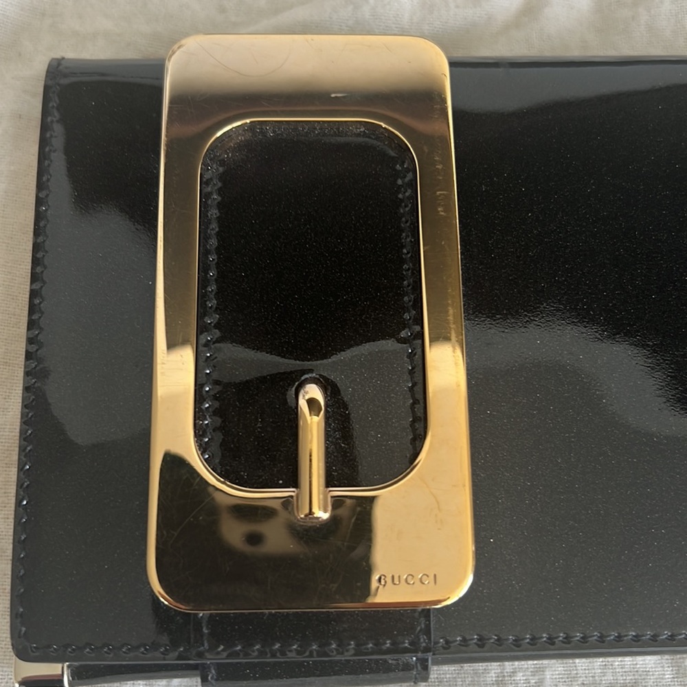 Gucci Black Clutch with Gold Buckle - Picture 3 of 10